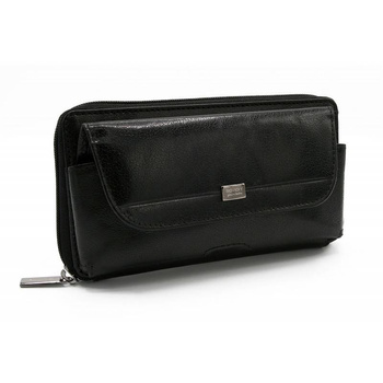 ekskluzywny skórzany portfel etui . Czarna kabura na pasek.