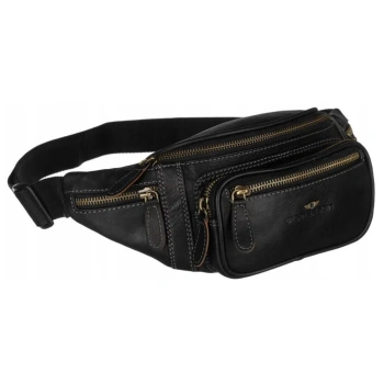 Skórzana SASZETKA NERKA MĘSKA czarna