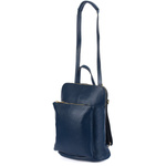 Granatowy skórzany plecak damski torba 2w1. Format A4.