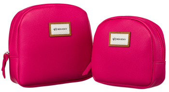 Damska kosmetyczka różowa w zestawie. Fuksja na suwak.