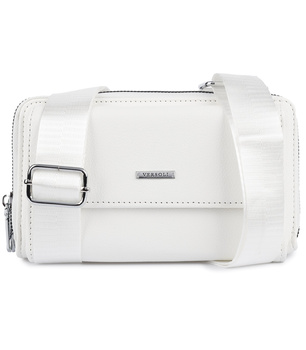 Biała torebka na telefon - mini listonoszka damska z saszetką