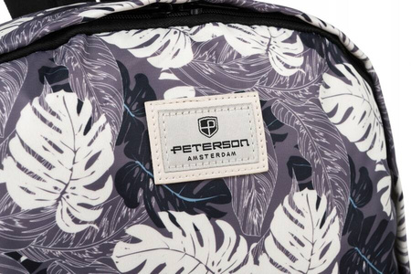 Duży Plecak Damski w Liście. A4 z kieszeniami. Szary