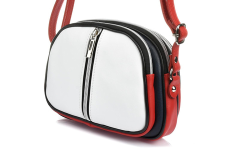 Biała 3-komorowa torebka listonoszka ze skóry