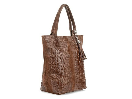 Czarna torebka skórzana duża croco - worek