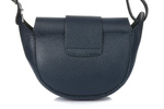 Granatowa skórzana torebka listonoszka podkowa