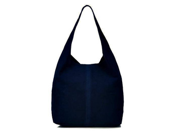 Zamszowa granatowa torba na ramię z saszetką