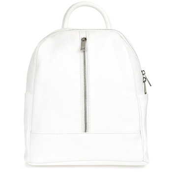 Biały miejski włoski plecak skórzany A4