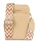 Beżowa torebka na telefon - mini listonoszka z ekoskóry. Suwak