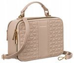 Mała torebka kuferek - beżowa listonoszka z rączką