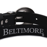 Skórzany pasek damski CZARNY. Srebrna klamra. 115 cm.