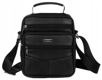 Mała Listonoszka Męska - Skórzana torba na ramię, pionowa