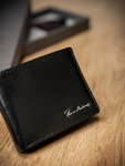 SKÓRZANY PORTFEL MĘSKI Czarny Poziomy SKÓRA RFID