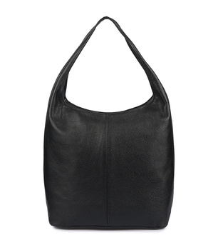 Duża Czarna Torebka Skórzana Worek