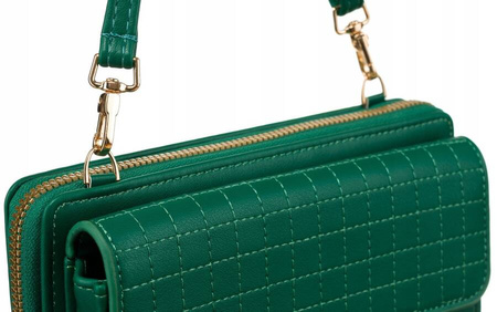 Zielona Mini torebka na telefon z funkcją portfela