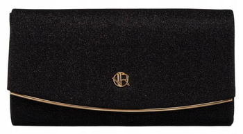 Elegancka czarna torebka wieczorowa damska kopetówka na łańcuszku.