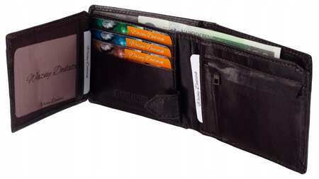 Mały skórzany portfel męski skóra BRĄZOWY