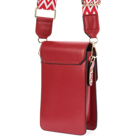 Purpurowa torebka na telefon - mini listonoszka z ekoskóry