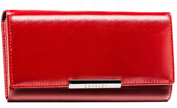 Poręczny, czerwony portfel damski ze skóry naturalnej i ekologicznej na zatrzask