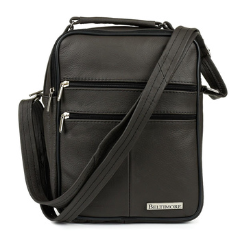 Męska pionowa torba skórzana listonoszka brązowa