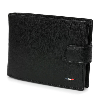 Klasyczny portfel męski skórzany z ochroną RFID. Poziom z zapięciem