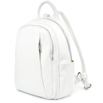 Duży plecak damski skórzany A4 Biały. Kieszenie na suwak.