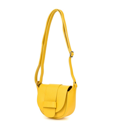 Żółta skórzana torebka listonoszka podkowa