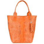 Pomarańczowa torebka skórzana duża croco - worek