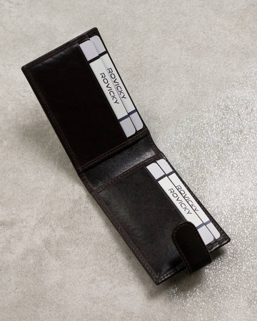 Biznesowe skórzane etui na karty brązowe męskie - Rovicky RFID