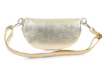 Złota skórzana damska nerka saszetka z paskiem