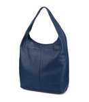 Duża Granatowa Torebka Skórzana Worek