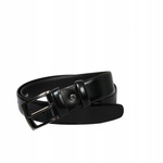 Gładki pasek męski z klasyczną klamrą, skóra naturalna — Rovicky