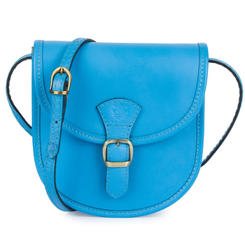 Malutka torebka damska skórzana listonoszka - niebieska
