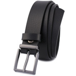 CZARNY pasek damski skórzany. Czarna klamra. 95 cm.