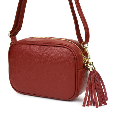 Mała czerwona włoska skórzana listonoszka fredzle