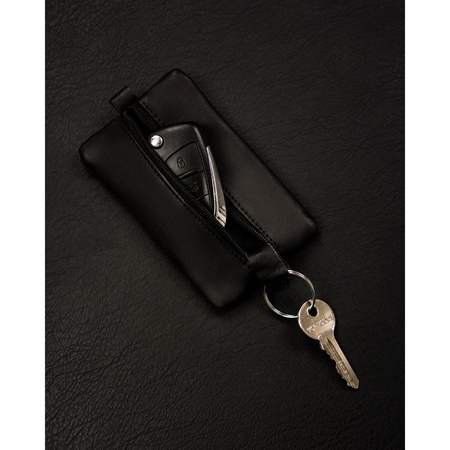Skórzane etui na klucze kluczówka Czarna skóra naturalna