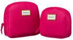 Damska kosmetyczka różowa w zestawie. Fuksja na suwak.