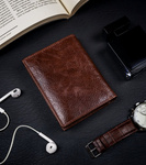 Klasyczny portfel męski pionowy z naturalnej skóry z technologią RFID — Rovicky