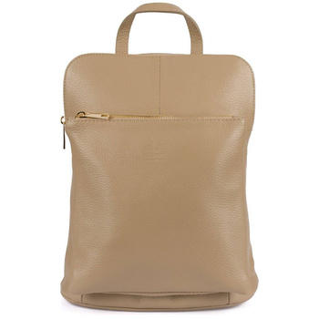 Beżowy skórzany plecak damski torba 2w1. Format A4.