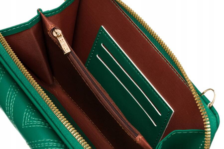 Zielona torebka na telefon - mini listonoszka z portfelem