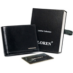 Cienki, błyszczący portfel męski bez zapięcia ze skóry naturalnej — Loren