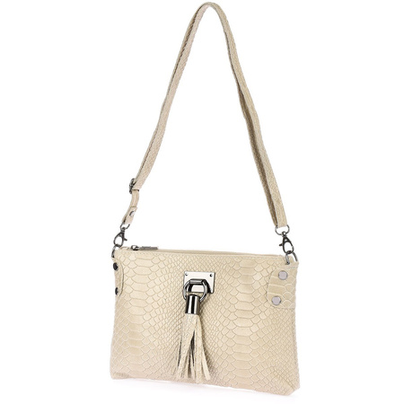 Mała beżowa torebka listonoszka ecru wizytowa