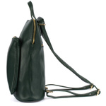 Ciemnozielony skórzany plecak damski torba 2w1. Format A4.