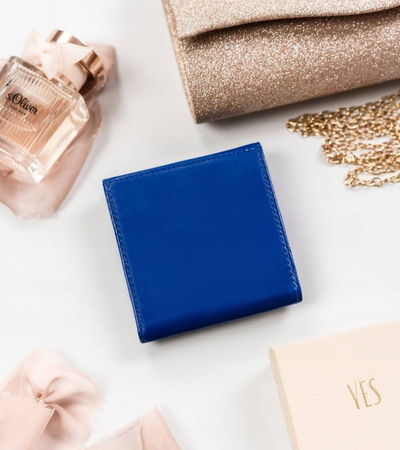 Malutki portfel damski skórzany - niebieski