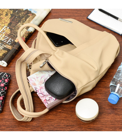 Beżowy skórzany miejski plecak damski Beltimore