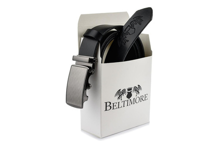 Pasek skórzany męski czarny szeroki 3,5 cm Beltimore A20 czarny 115-130