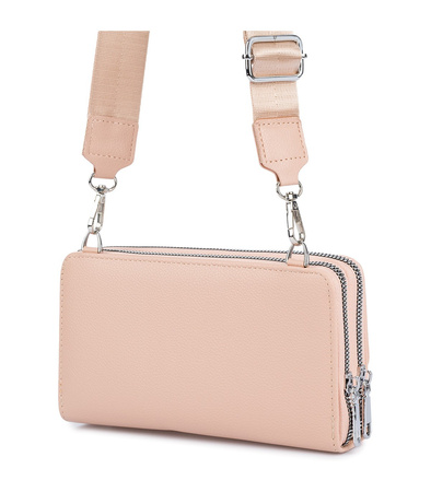 Beżowa torebka na telefon - mini listonoszka damska z saszetką