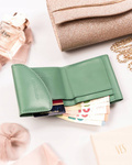 Malutki portfel damski skórzany - miętowy