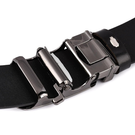 BELTIMORE pasek męski skórzany klamra automat czarny A21 czarny r.115-130 cm