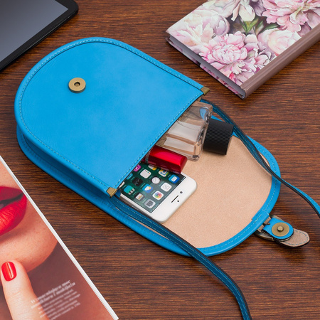 Malutka torebka damska skórzana listonoszka - niebieska