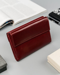 Duży skórzany portfel damski Rovicky czerwony